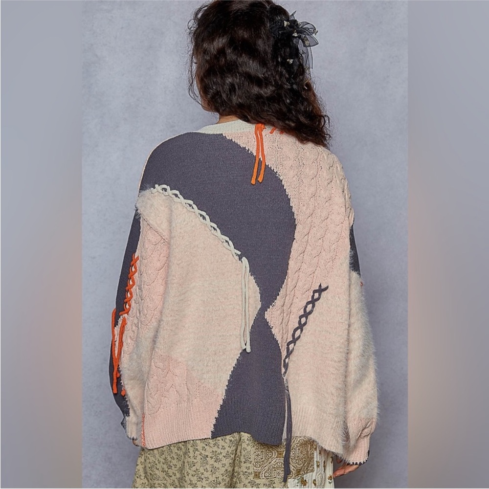 POL NEW Stitch Color Block Knit Cardigan Size L - Picture 6 of 10